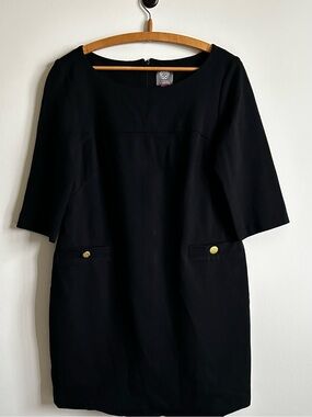 Vince Camuto Black Stretch Ponte Sheath Mini Dress sz 12